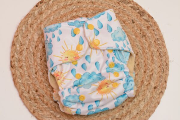 One size Hemp Cotton All in One diaper ( AiO) - 12.5+ hours absorbency